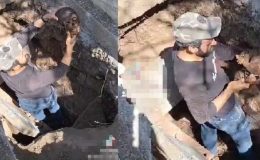 Diyarbakır’da çirkin görüntü: Kabirden çıkardığı kemikleri fırlattı ve alay etti!