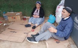 Kiralarını ödeyemeyen yaşlı çift parkta yaşam mücadelesi veriyor